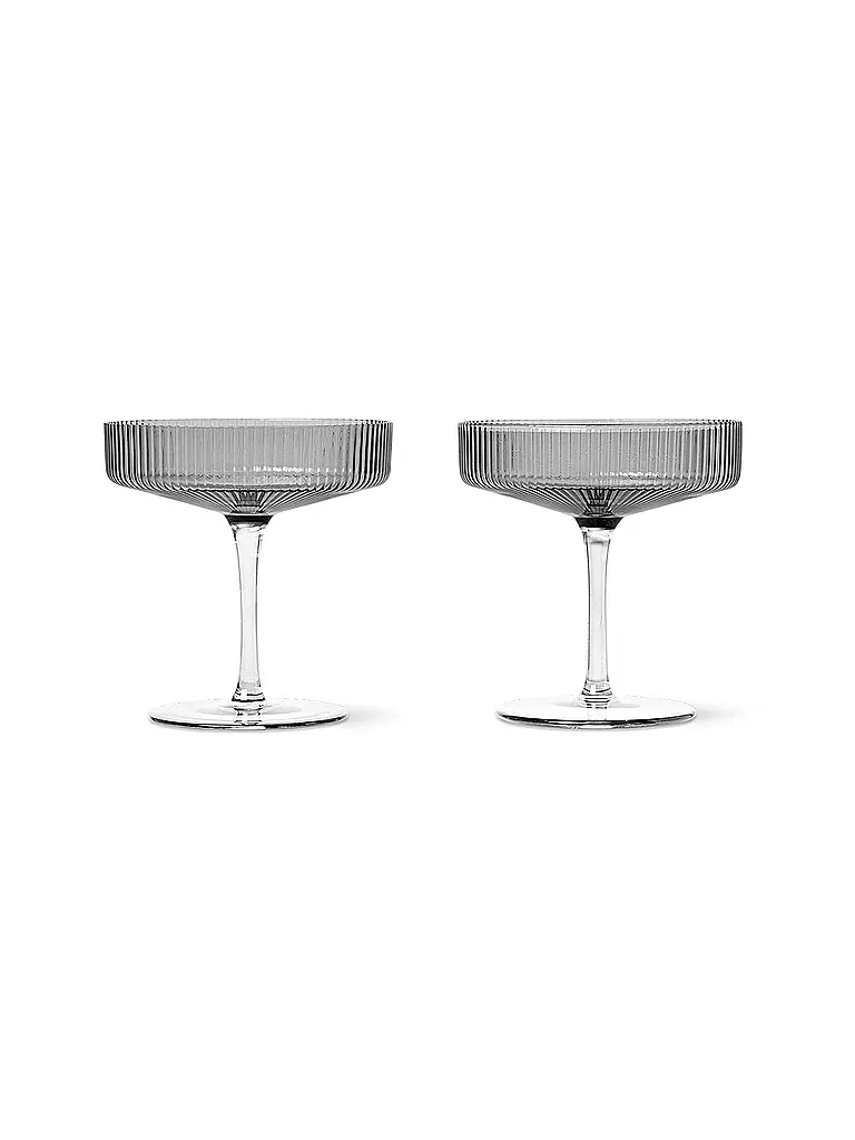 FERM LIVING | Coppette da champagne Set da 2 RIPPLE Smoked | Grigio