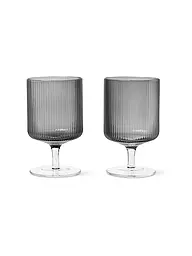 FERM LIVING | Set di 2 bicchieri da vino Ripple Clear | Grigio