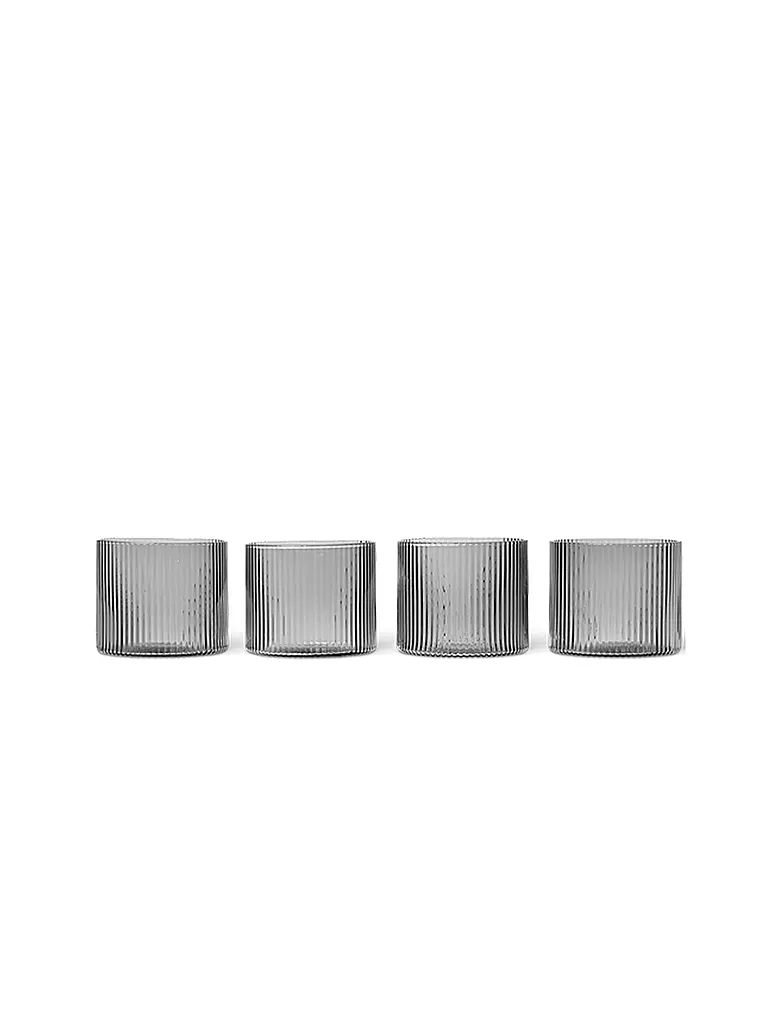 FERM LIVING | Set di 4 bicchieri RIPPLE grigio fumé | Trasparente
