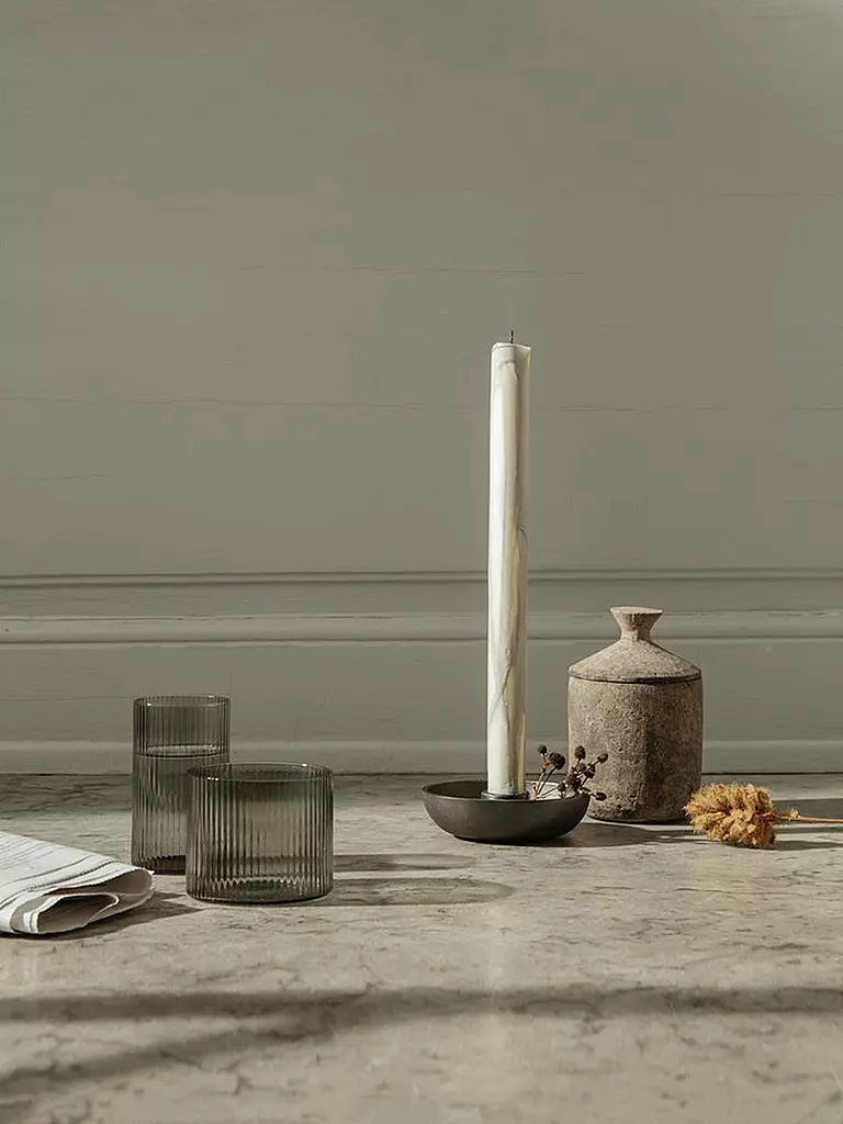 FERM LIVING | Set di 4 bicchieri RIPPLE grigio fumé | Trasparente