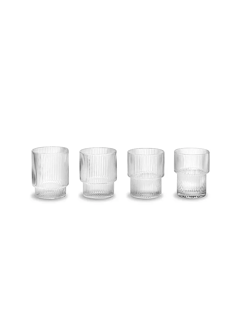 FERM LIVING | Set di 4 bicchieri RIPPLE | Trasparente