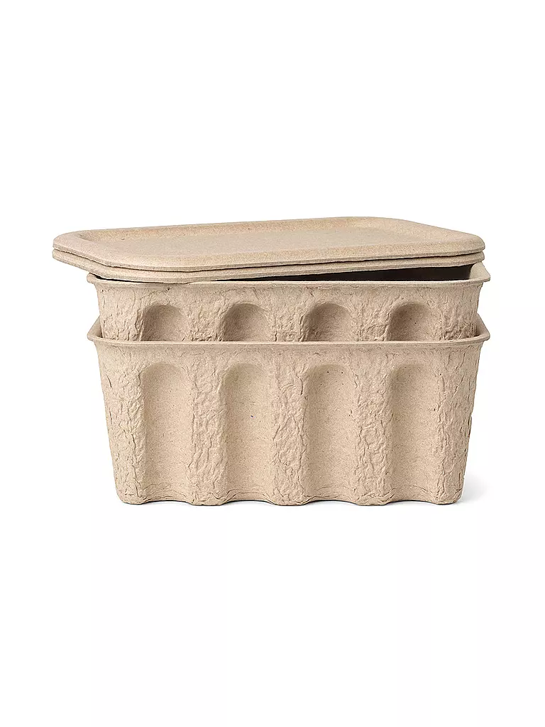 FERM LIVING | Set di scatole portaoggetti Paper Pulp Small 2 pz | Marrone chiaro