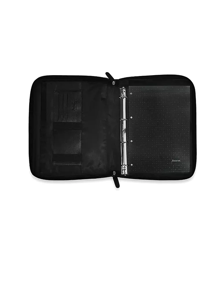 FILOFAX | Cartella A4 in pelle nappa con cerniera e anelli rimovibili Nera | Nero