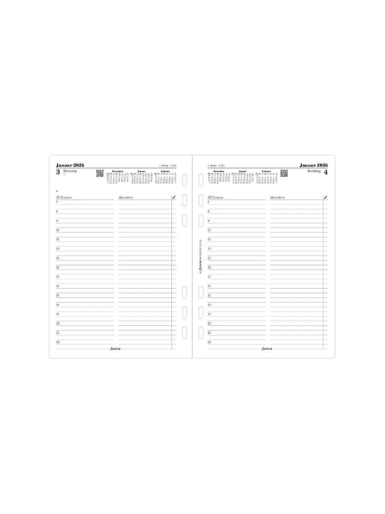 FILOFAX | Inserto per agenda giornaliero tedesco A5 Multifit 2026 | Bianco