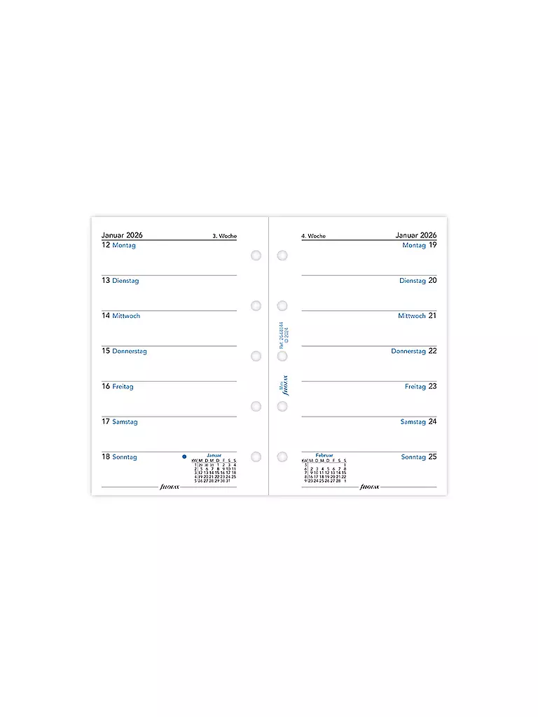 FILOFAX | Inserto per agenda Mini, settimana in tedesco, 2026 | Bianco