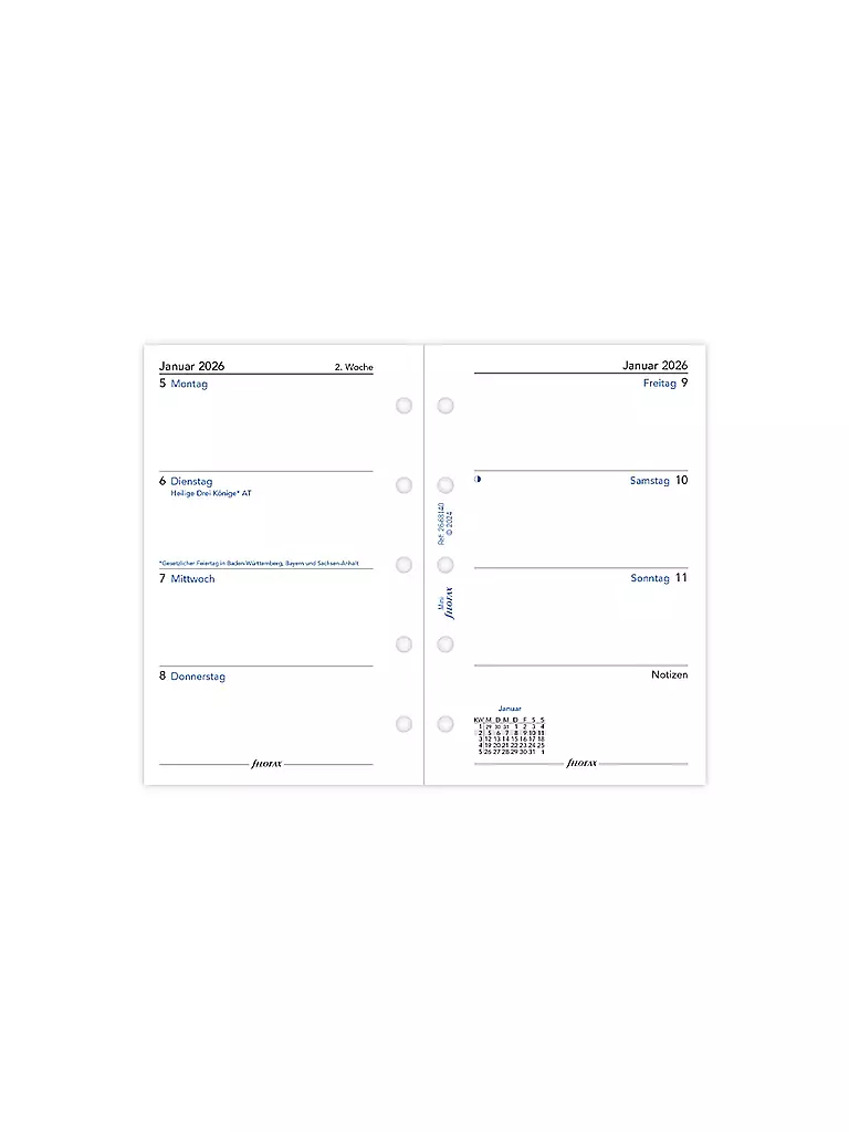 FILOFAX | Inserto per agenda Mini Settimanale Tedesco 2026 | 