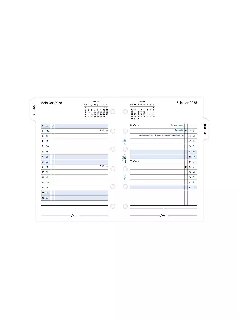 FILOFAX | Inserto per agenda Pocket 2026 Mese Tedesco | Bianco