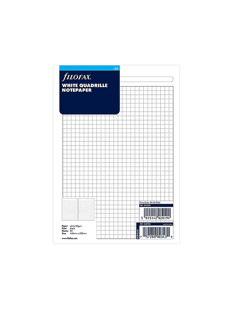 FILOFAX | Notizpapier bianco a quadretti - A5 | Bianco