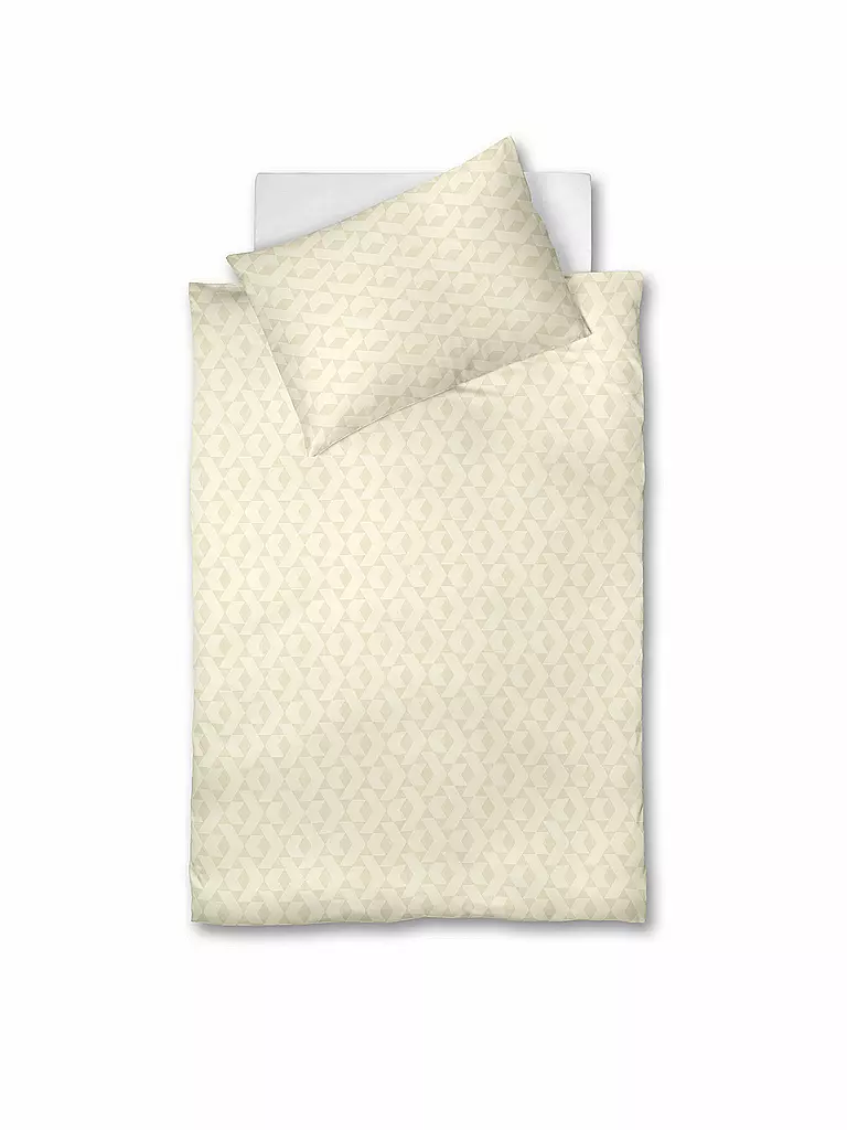 FLEURESSE | Biancheria da letto in damasco "Opal" 70x90cm / 140x200cm (Crema) | Crema