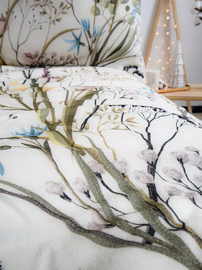 FLEURESSE | Biancheria da letto in flanella VELVET 70x90cm/140x200cm Kl Blümchen | Bianco