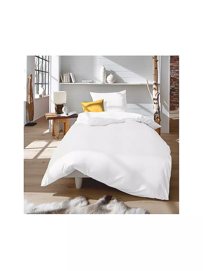 FLEURESSE | Biancheria da letto in jersey interlock 70x90cm/140x200cm Bianco | Bianco