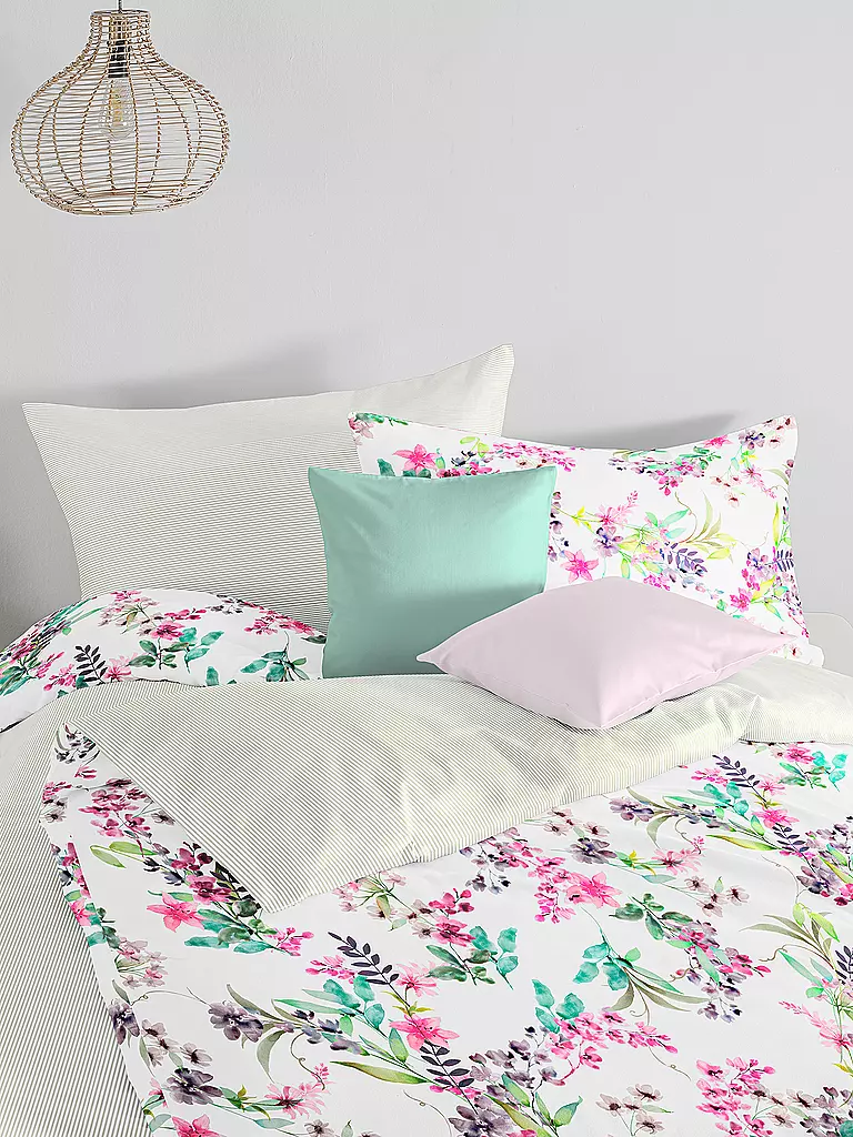 FLEURESSE | Biancheria da letto in raso 70x90cm/140x200cm BED ART Veilchen | Bianco