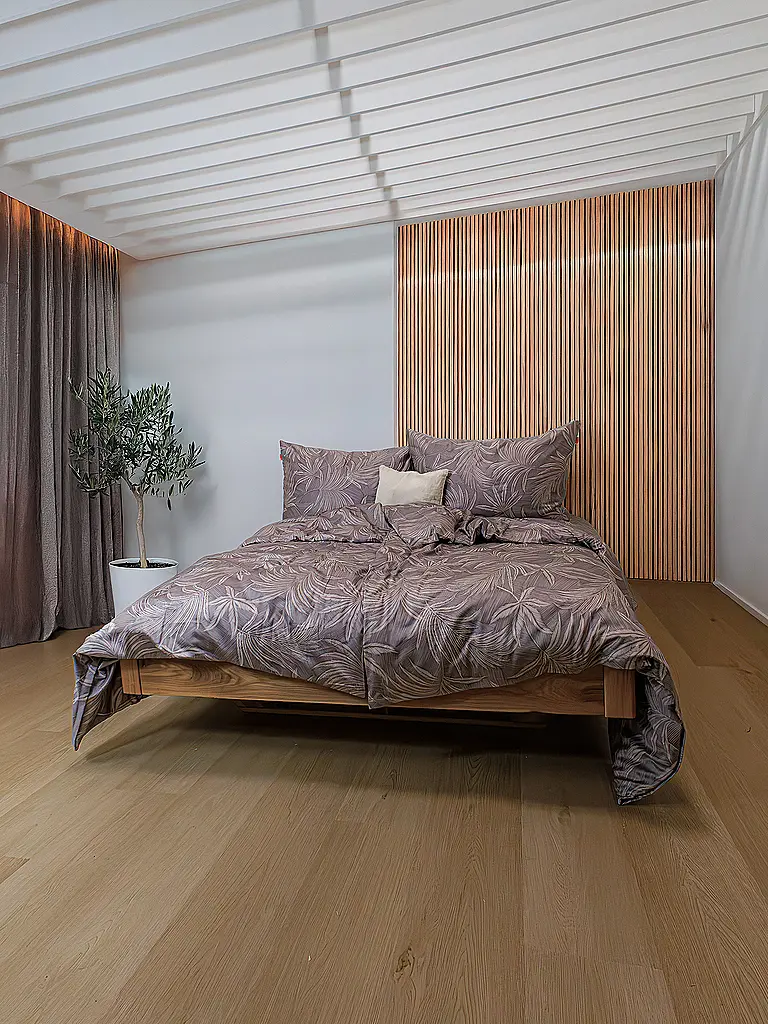 FLEURESSE | Biancheria da letto in raso 70x90cm/140x200cm MODERN GARDEN B Moka | Marrone