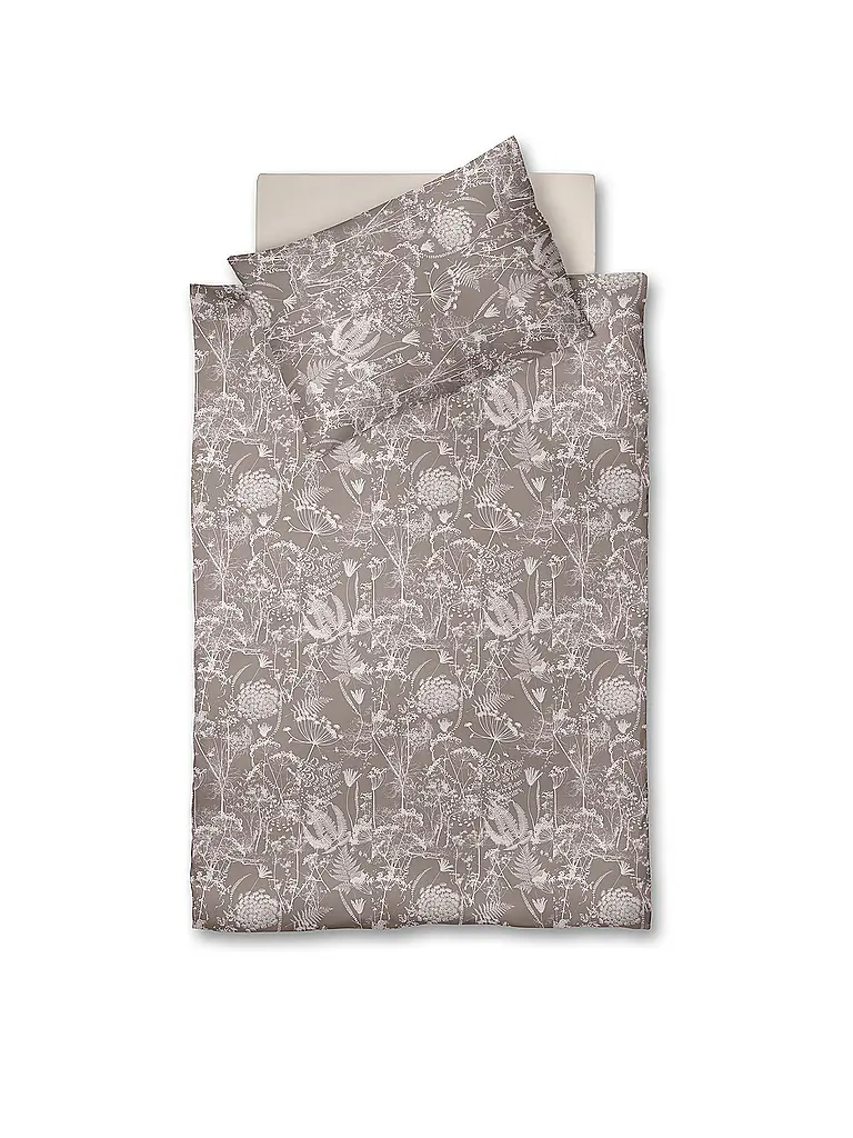 FLEURESSE | Biancheria da letto in raso 70x90cm/140x200cm MODERN GARDEN B Taupe | Rosa