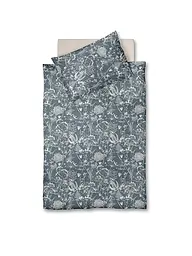 FLEURESSE | Biancheria da letto in raso 70x90cm/140x200cm MODERN GARDEN B Taupe | Blu scuro