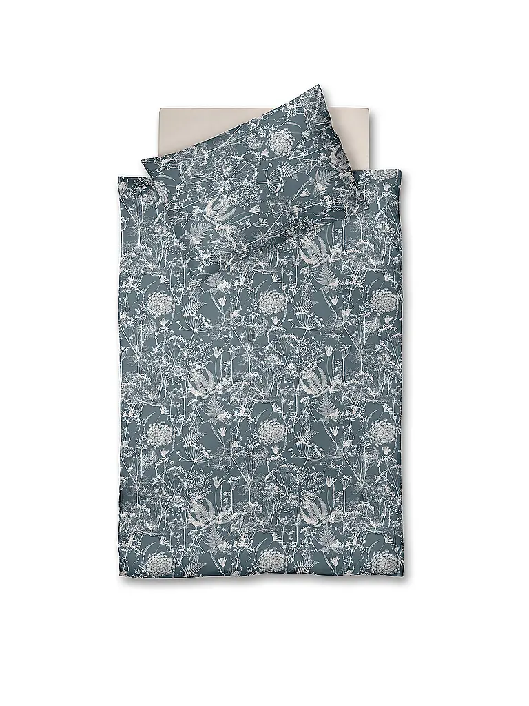 FLEURESSE | Biancheria da letto in raso 70x90cm/140x200cm MODERN GARDEN B Urban Blue | Blu scuro