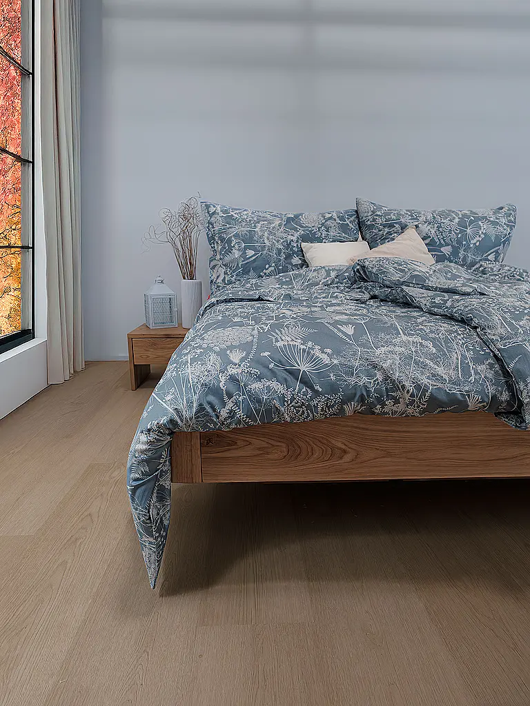 FLEURESSE | Biancheria da letto in raso 70x90cm/140x200cm MODERN GARDEN B Urban Blue | Blu scuro