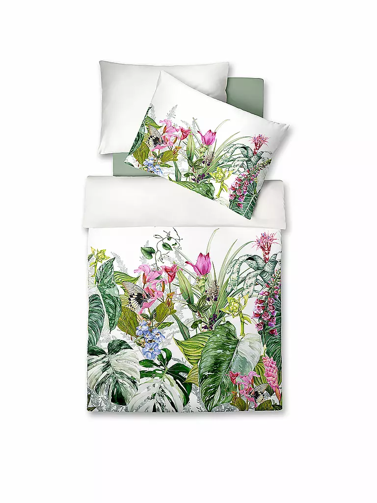FLEURESSE | Biancheria da letto in raso BED ART 70x90cm/140x200cm Aqua | Bianco