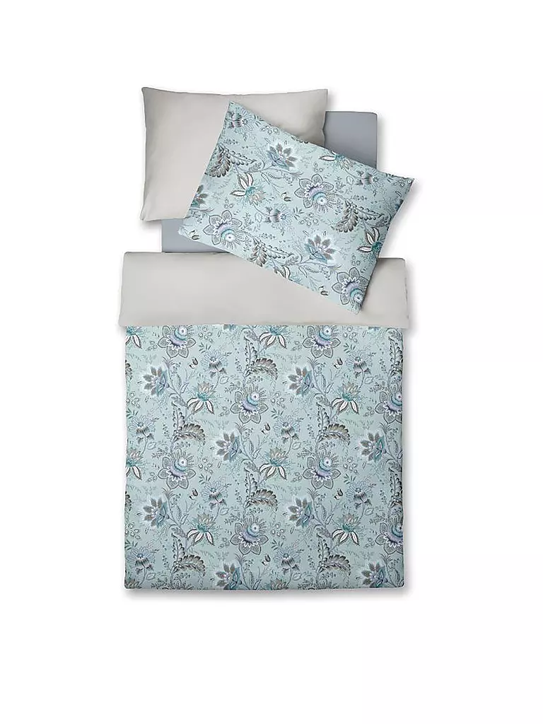 FLEURESSE | Biancheria da letto in raso MIAMI 70x90cm/140x220cm Azzurro Polvere | Blu chiaro