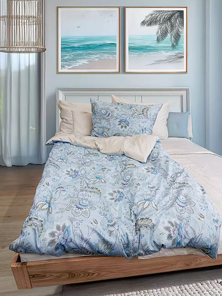 FLEURESSE | Biancheria da letto in raso MIAMI 70x90cm/140x220cm Azzurro Polvere | Blu chiaro