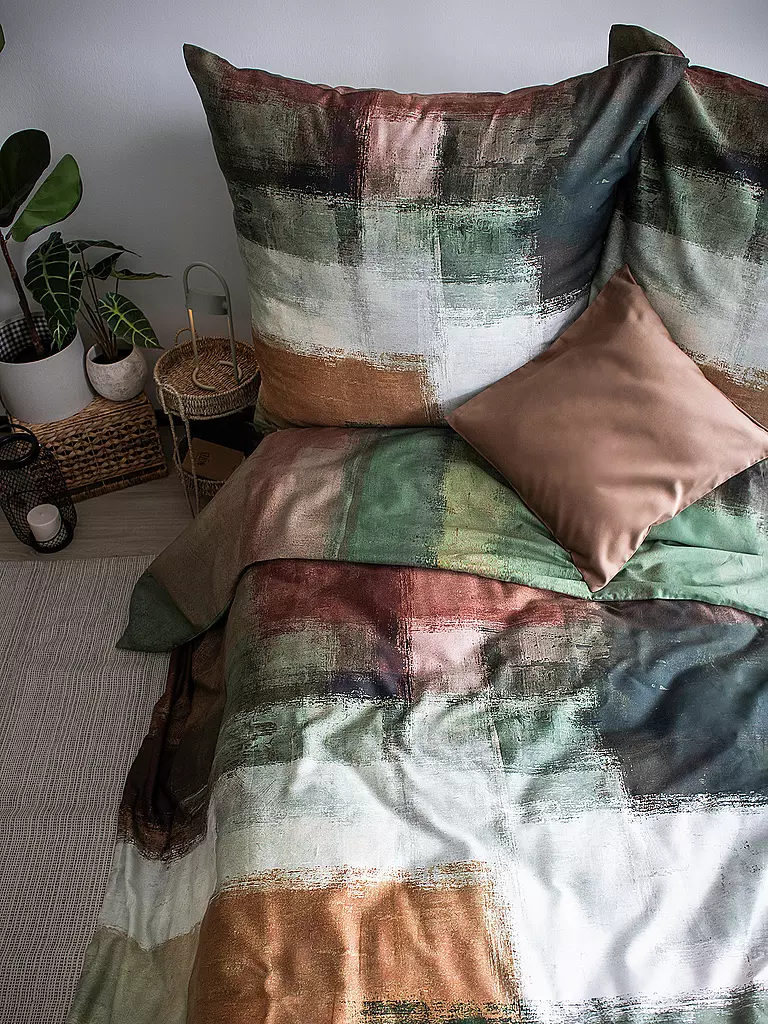 FLEURESSE | Biancheria da letto in raso MODERN ART 70x90cm/140x220cm Stone | Grigio chiaro