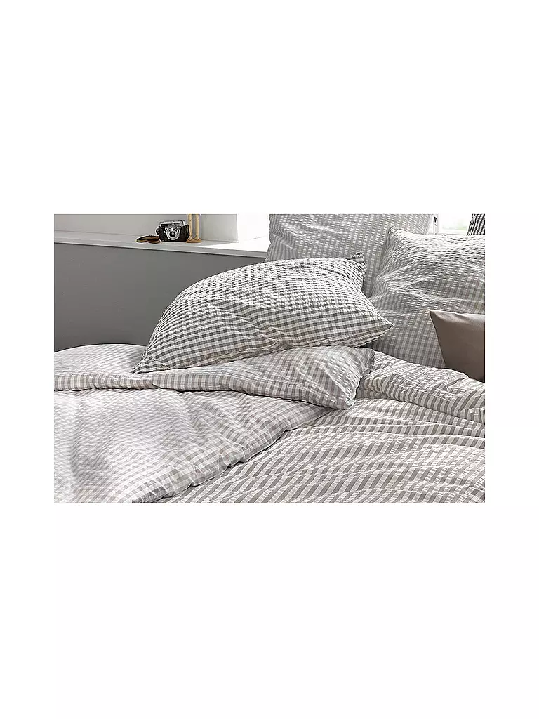 FLEURESSE | Biancheria da letto in seersucker RIO 70x90cm/140x200cm Crema | Beige