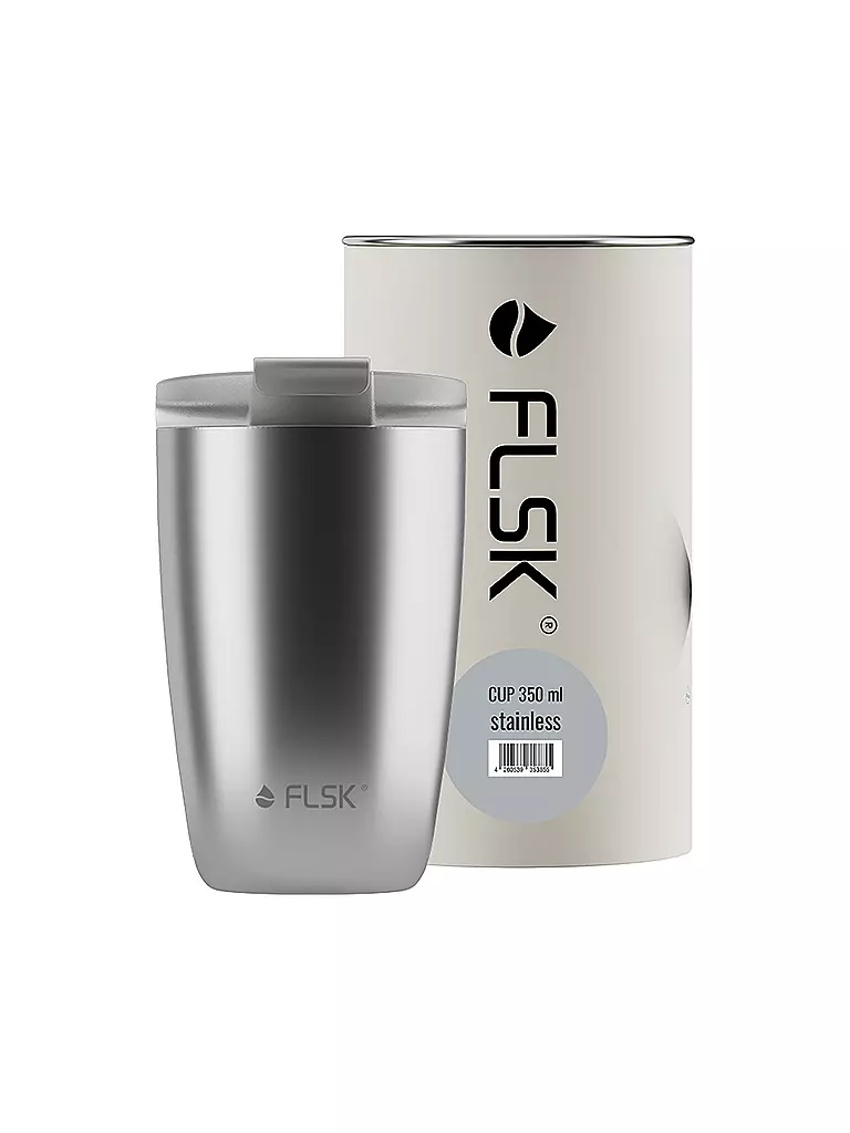 FLSK | Tazza termica - Tazza thermos CUP per caffè da asporto 0,35l Acciaio inossidabile | Argento