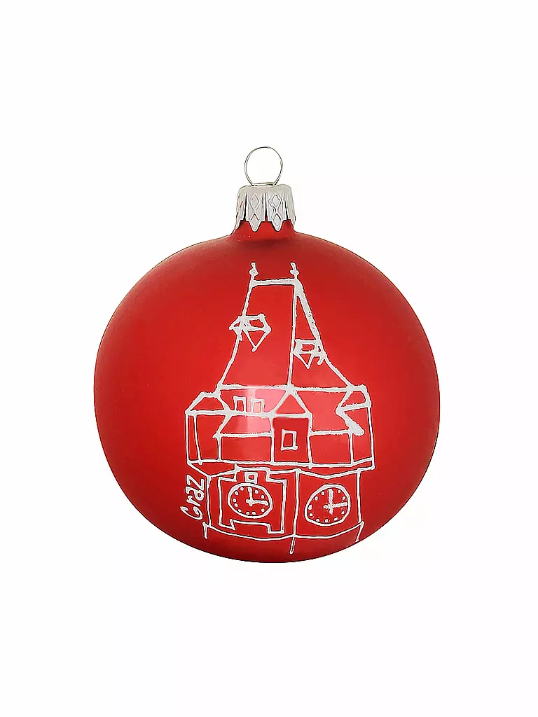 FREEDOM | Christbaumkugel "Schlossberg" (rosso opaco) | Rosso
