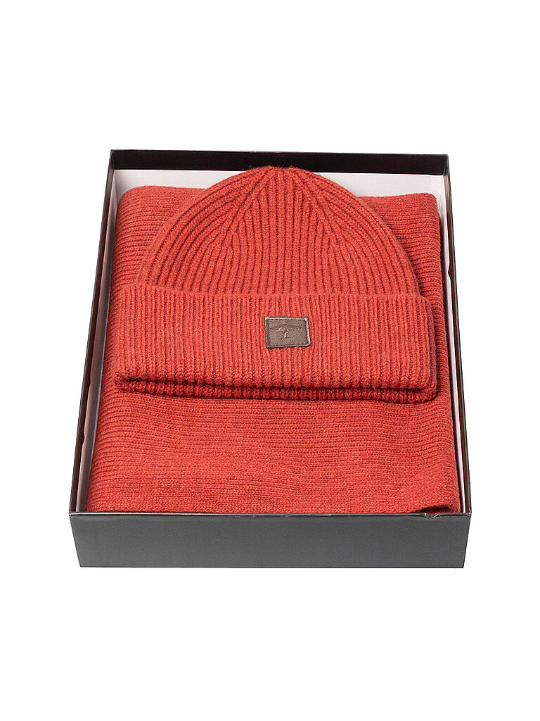 Set 2 pezzi berretto e sciarpa rosso