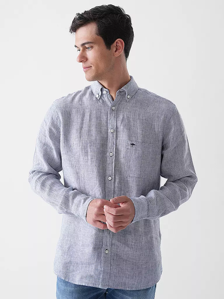 FYNCH-HATTON | Camicia di lino casual fit | Blu