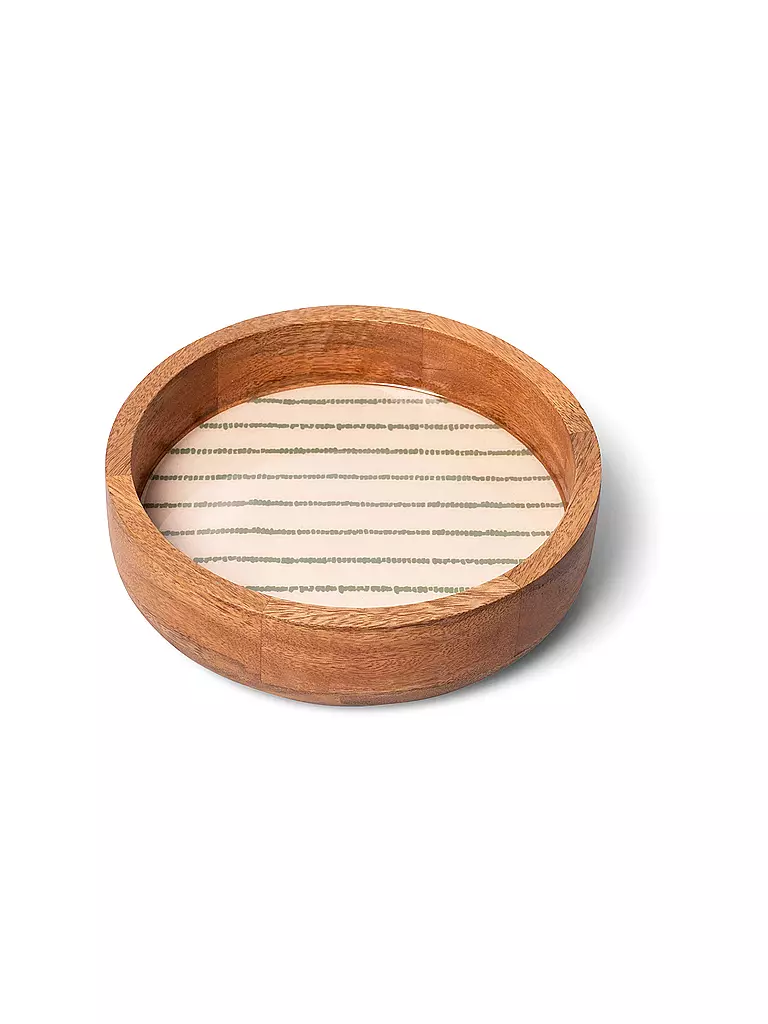 FYNCH-HATTON | Holztablett 22cm klein SINGA Leaf Green Stripe | Verde scuro
