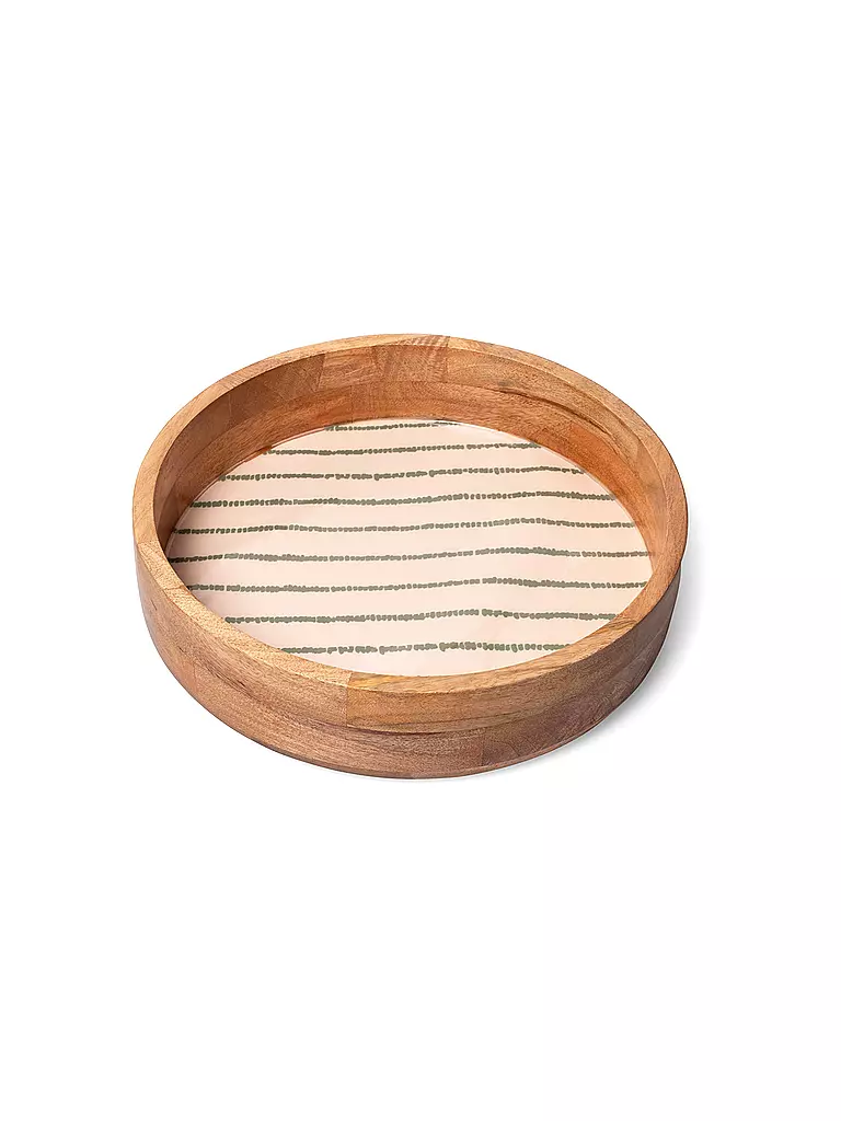 FYNCH-HATTON | Vassoio in legno 32 cm SINGA Leaf Green Stripe | Verde scuro