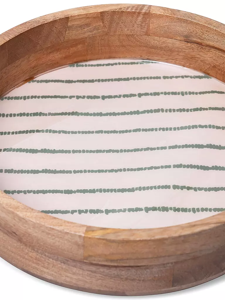 FYNCH-HATTON | Vassoio in legno 32 cm SINGA Leaf Green Stripe | Verde scuro