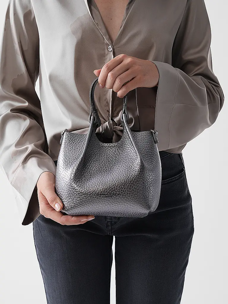 GIANNI CHIARINI | Borsa in pelle - Hobo Bag DUA Small | Argento