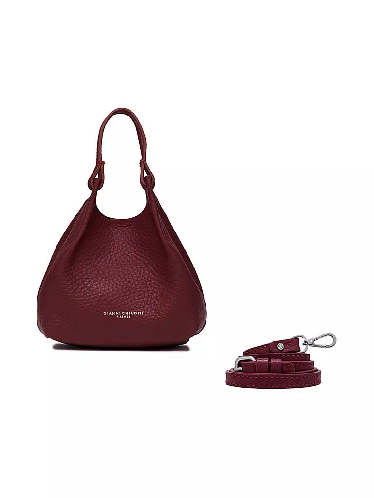 GIANNI CHIARINI | Ledertasche - Hobo Bag DUA Small | Rosso scuro