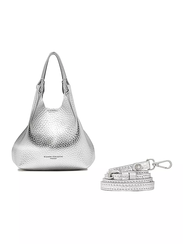 GIANNI CHIARINI | Ledertasche - Hobo Bag DUA Small | Argento