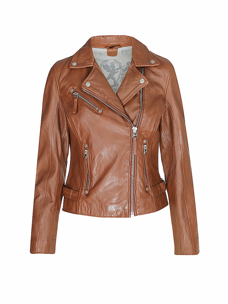Giacca di pelle marrone chiaro XS