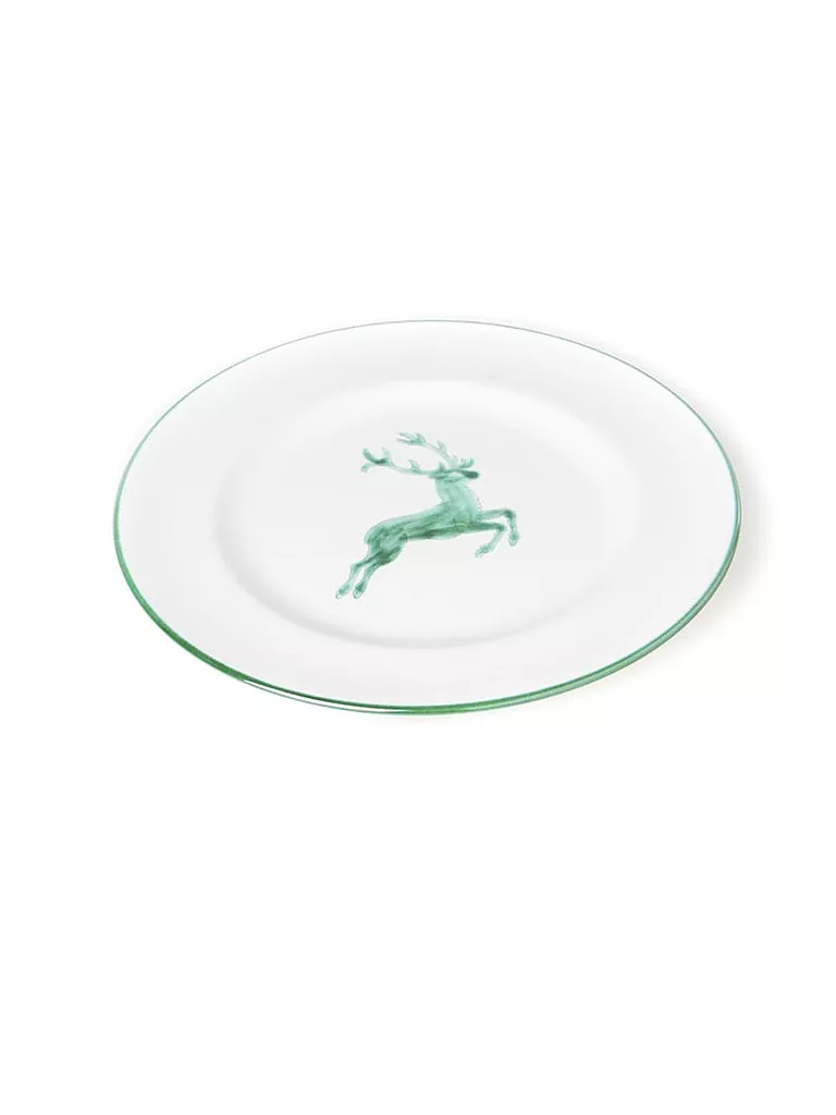 GMUNDNER KERAMIK | Piatto da dessert Gourmet "Grüner Hirsch" 22 cm | Verde