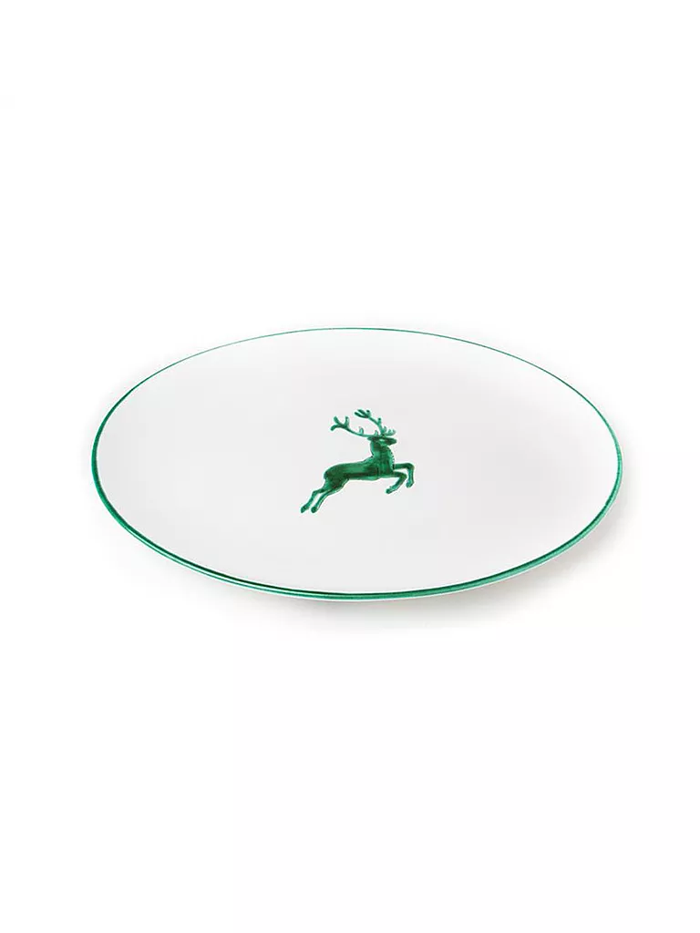GMUNDNER KERAMIK | Piatto ovale "Cervo verde" 33x26 cm | Verde