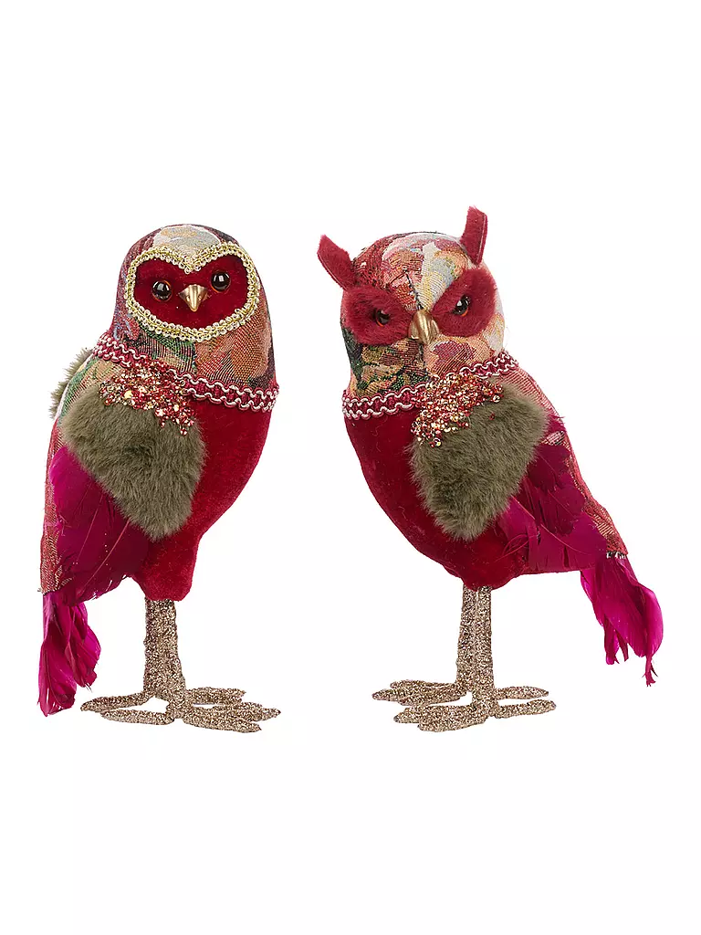 GOODWILL | Dekofigur Banquet Eulen 27cm red/pink/green | Rosso