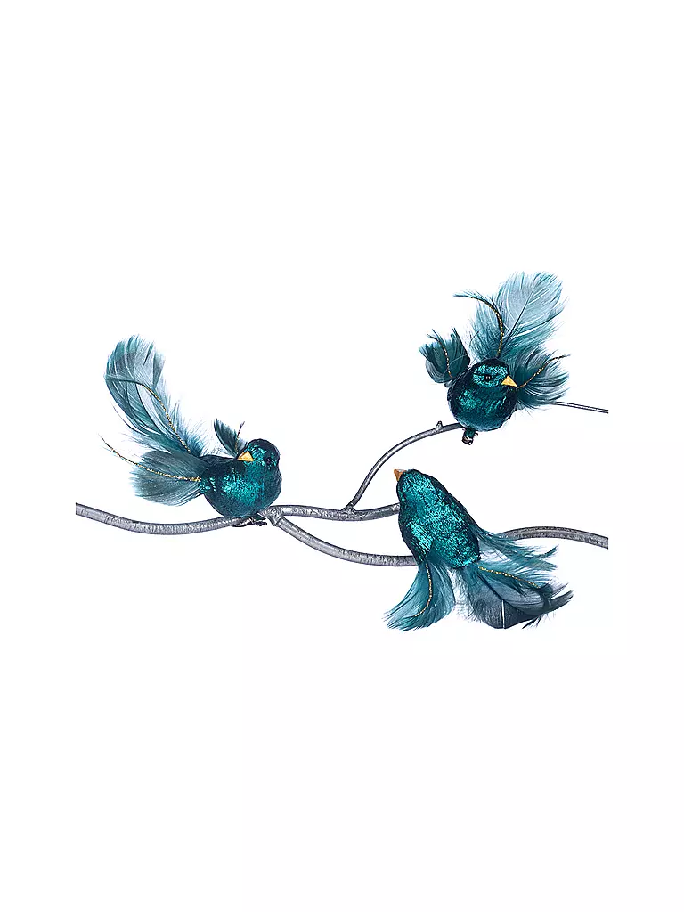 GOODWILL | Dekofigur Bird on clip 14cm blue/green | Petrolio