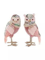 GOODWILL | Dekofigur Eulen 27cm rosa/azzurro | Rosa
