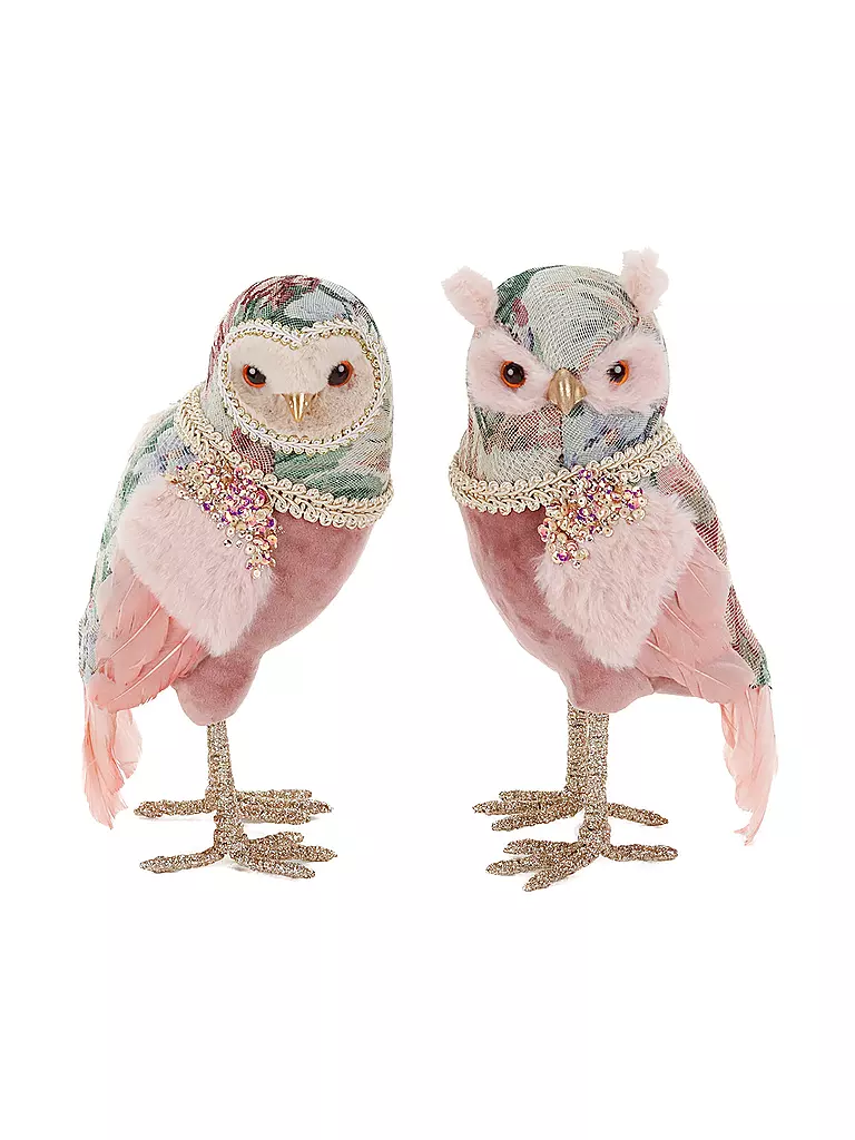 GOODWILL | Dekofigur Eulen 27cm rosa/azzurro | Rosa