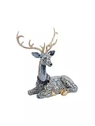 GOODWILL | Dekofigur Lying Deer 54cm blue/grey/gold | Blu