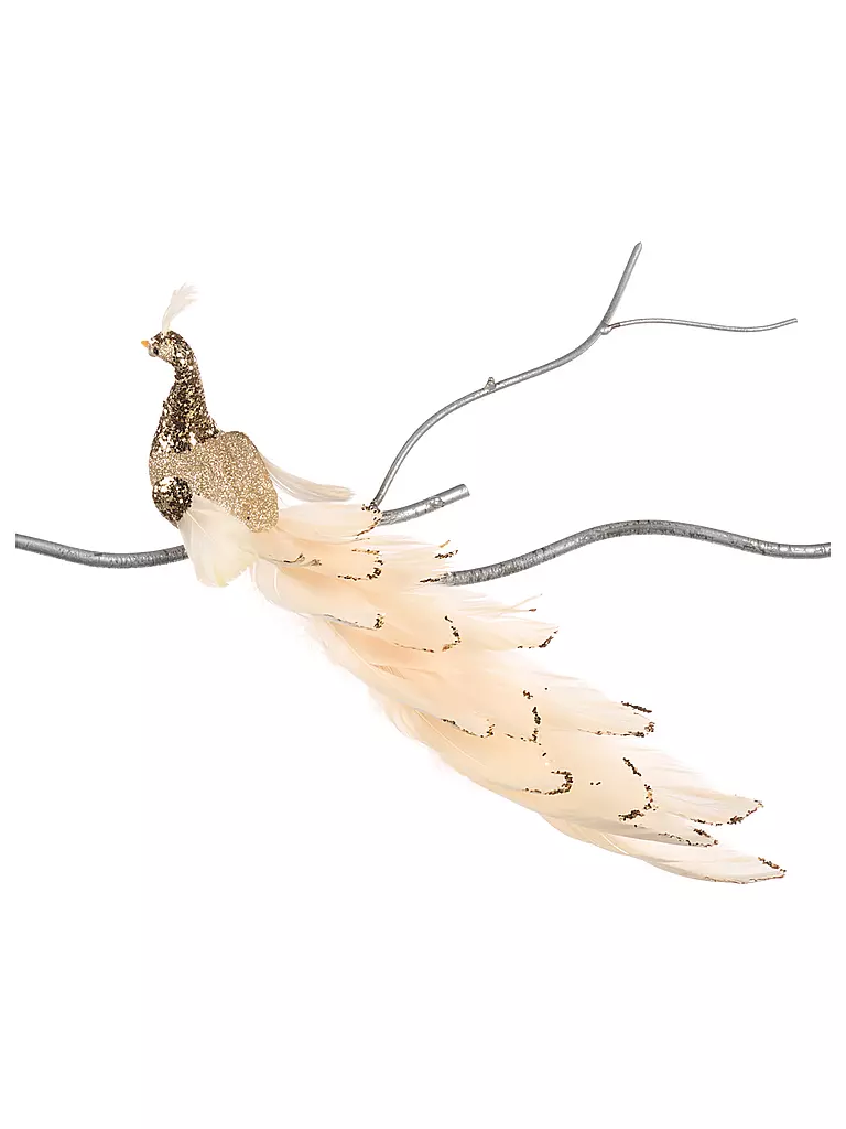 GOODWILL | Dekofigur Pavone su clip 28cm champ/cream | Crema