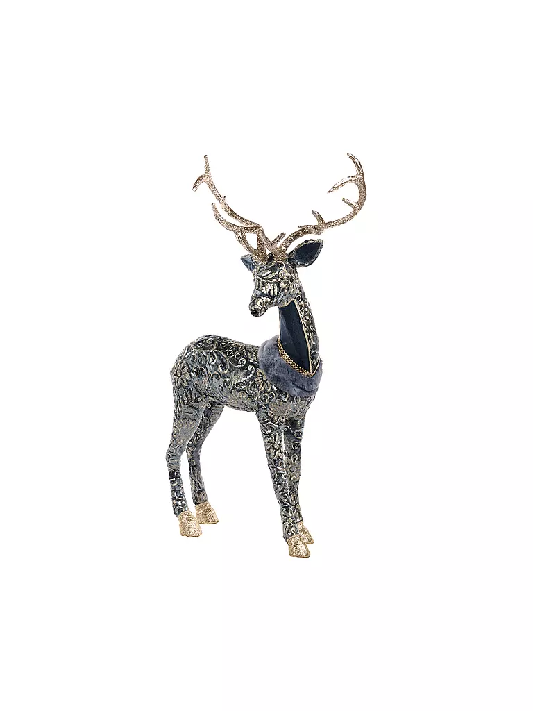 GOODWILL | Dekofigur Standing Deer 73cm blu/grigio/oro | Blu