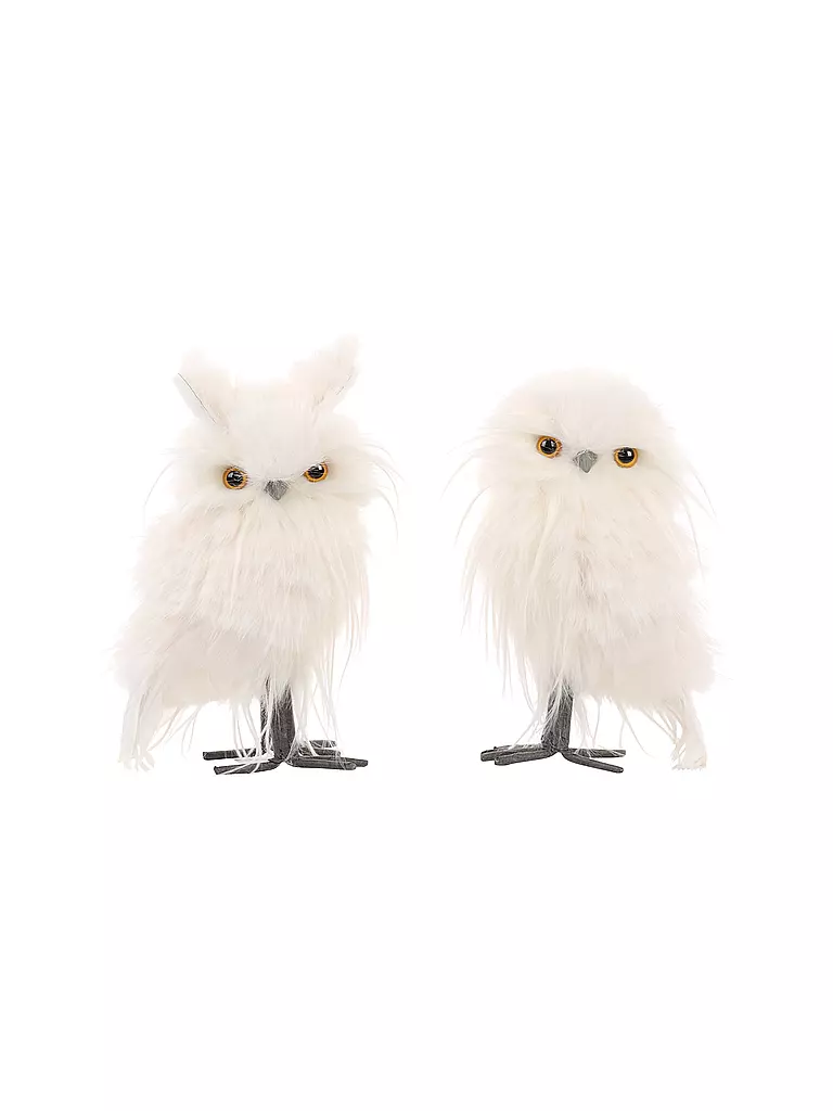 GOODWILL | Figura decorativa gufi Long Hair 21cm bianco/crema | Bianco