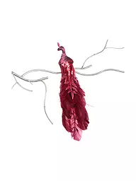 GOODWILL | Figura decorativa Pavone di foglie su clip 36cm rosso | Rosso