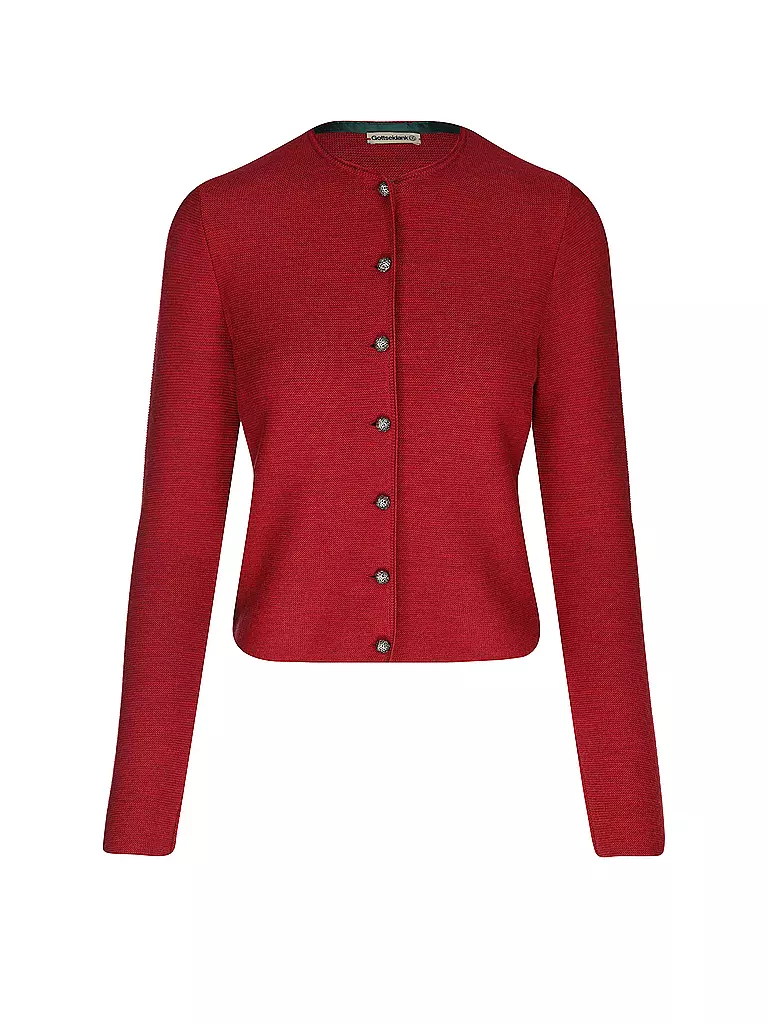 GOTTSEIDANK | Cardigan tradizionale ALOISIA | Rosso scuro