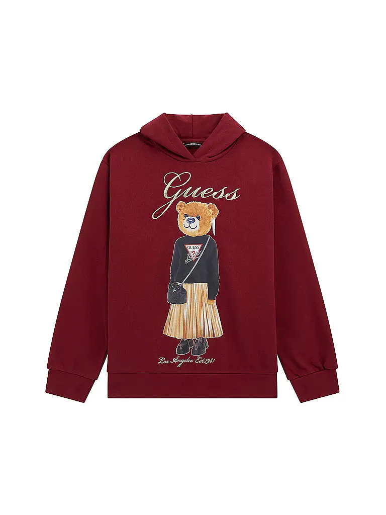 GUESS | Felpa con cappuccio - Hoodie da ragazza | Rosso scuro